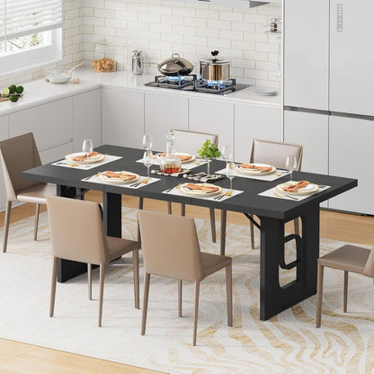 71 inch Large Dining Table for 6-8, Modern Rectangular Kitchen Table, Dinner Table Furniture with Metal Legs for Dining Room