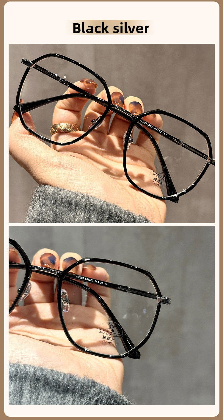 LYSON New Fashion Large Polygonal Women Reading Glasses Anti Blue Light Progressive Prescription Glasses Myopia Optical Eyewear