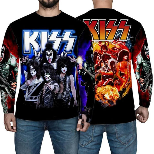 KISS BAND Tshirt Men Fashion Graphic T shirts 3D Printing Men's Clothing Breathable Simple Long Sleeve Hip Hop T-shirt Tops
