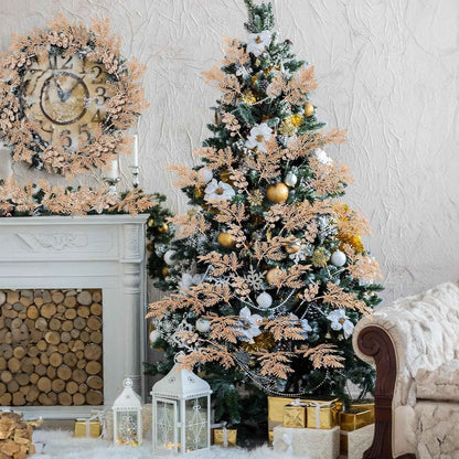 Glitter Christmas Decoration Artificial Berrys Bouquets Stalk Pine Needle Xmas Tree Ornament Xmas DIY Wreath Gift Accessories