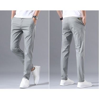 Calças Masculinas de Negócios Sociais Casual Caqui Verde-claro Perna Reta Clássica Slim Fit Venda Quente Fina Masculina