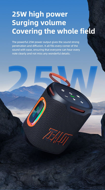 Zealot-S122 Bluetooth Speaker BT5.3 Wireless IPX6 Waterproof Shower Speaker,25W HiFi Stereo Sound,TWS Pairing,20H Music Playtime