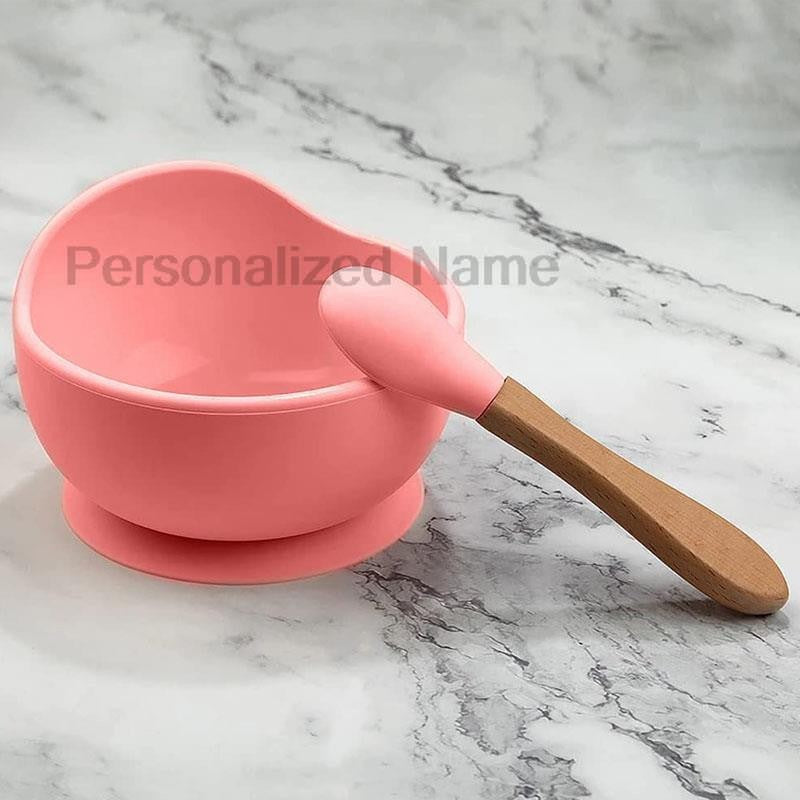 Personalized Name Baby Feeding Set Children's Silicone Suction Cup Bowl Training Spoon Fork Tableware Baby Feeding Bowl BPA Free