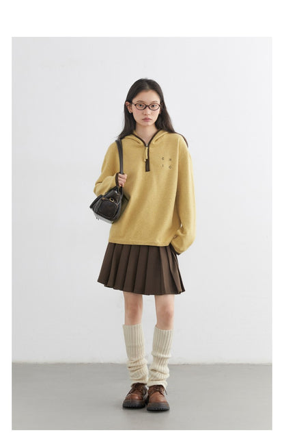 CHIC VEN Women Pleated Skirt High Waist Casual Preppy Style A-line Thick Mini Skirt for Girl Autumn Winter 2025 Ladies Clothing