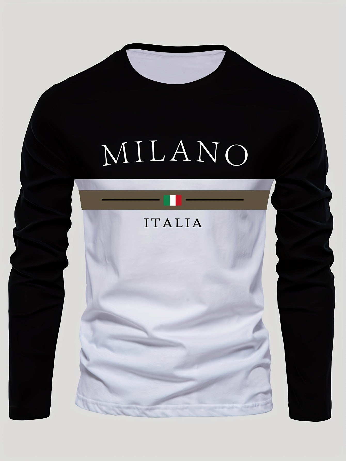 Men's Outdoor Leisure Sports Long Sleeve T-Shirt Crew Neck Autumn Bottom Shirt Machine Washable Versatile Fashion