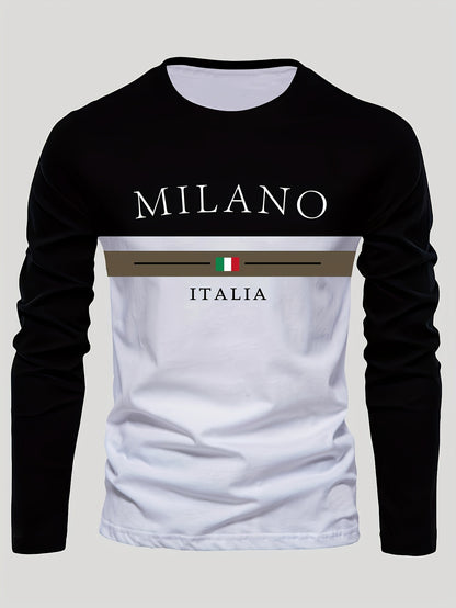 Men's Outdoor Leisure Sports Long Sleeve T-Shirt Crew Neck Autumn Bottom Shirt Machine Washable Versatile Fashion