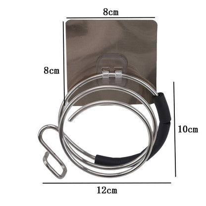 Suporte de Secador de Cabelo Organizador Soprador Adesivo Montado na Parede Sem Pregos Sem Furos Aço Inoxidável Espiral Suporte Armazenamento Para Banheiro
