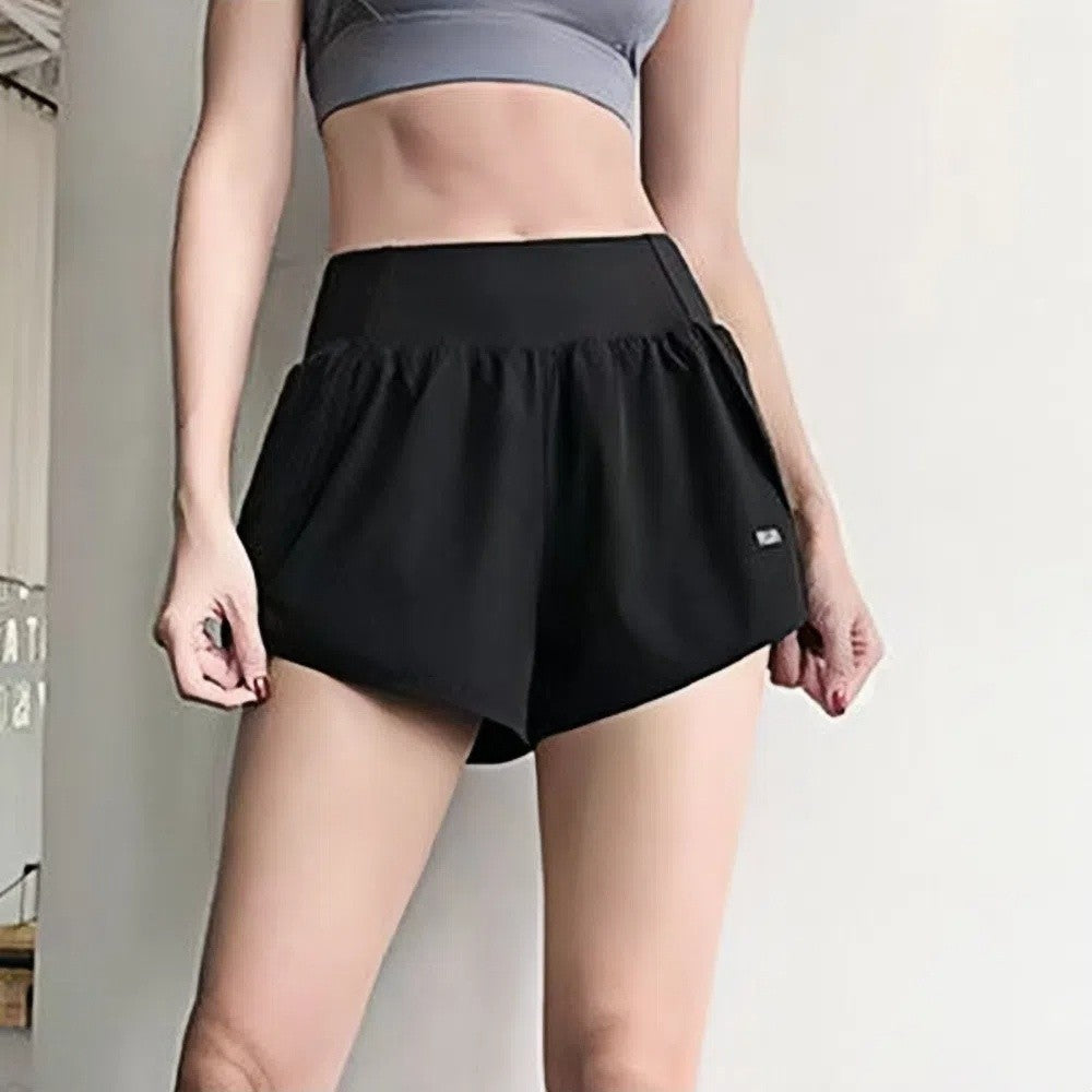 Fashion Anti-glare Lining 2 in 1 Yoga Shorts Loose Fitting Hem Elastic Sports Shorts Breathable Quick Dry Fitness Shorts Gym