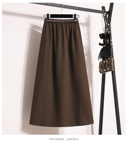 2025 Plus Size Skirts for Women Autumn Elegant Solid Women's Wrap Umbrella Skirts Korean High Waisted Suit Pleated Skirt