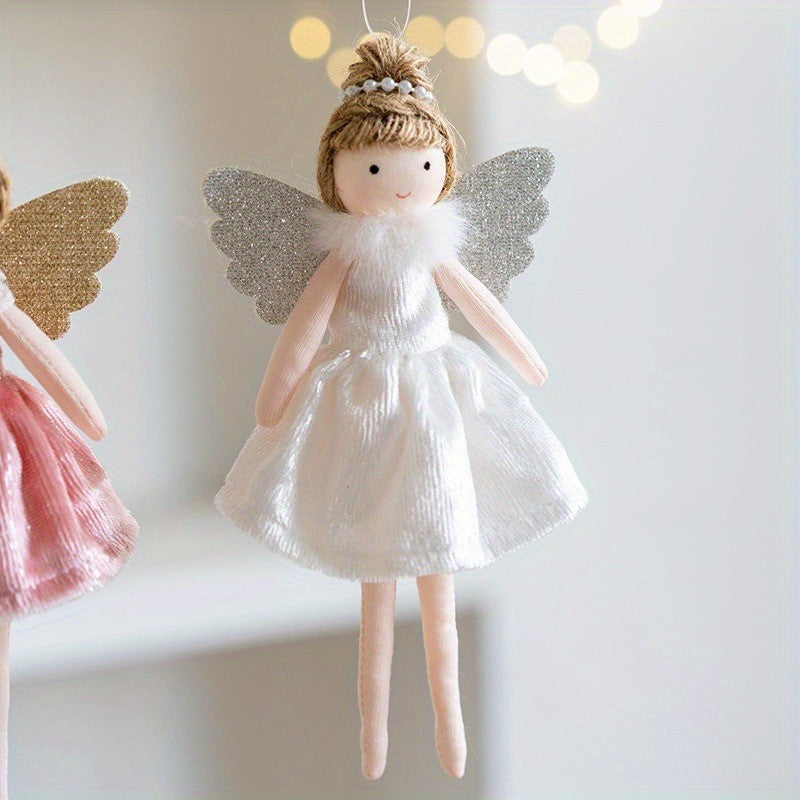 New Christmas Plush Angel Doll Pendant Ornaments Xmas Tree Hanging Decorations For Home Festive Party Decor 2024 New Year Gifts