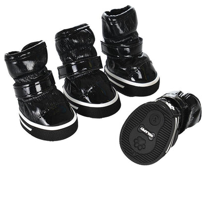 4 unidades/conjunto de sapatos de inverno para cães, botas de neve quentes com forro de lã, sapatos à prova d'água para filhotes de gato, acessórios para cães chihuahua e yorkie