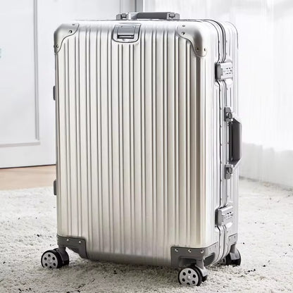 Nova Mala de Viagem em Alumínio, Mala de Luxo de Alta Qualidade, Perfeita para Embarque, Rodas Giratórias, Mala de Viagem de Marca Internacional