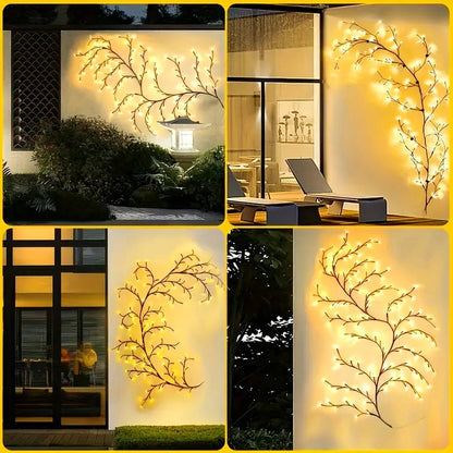 96 LEDS Solar Willow Vine Light Outdoor Waterproof String Fairy Light 8 Lighting Modes For Wall Balcony Garden DIY Decorations