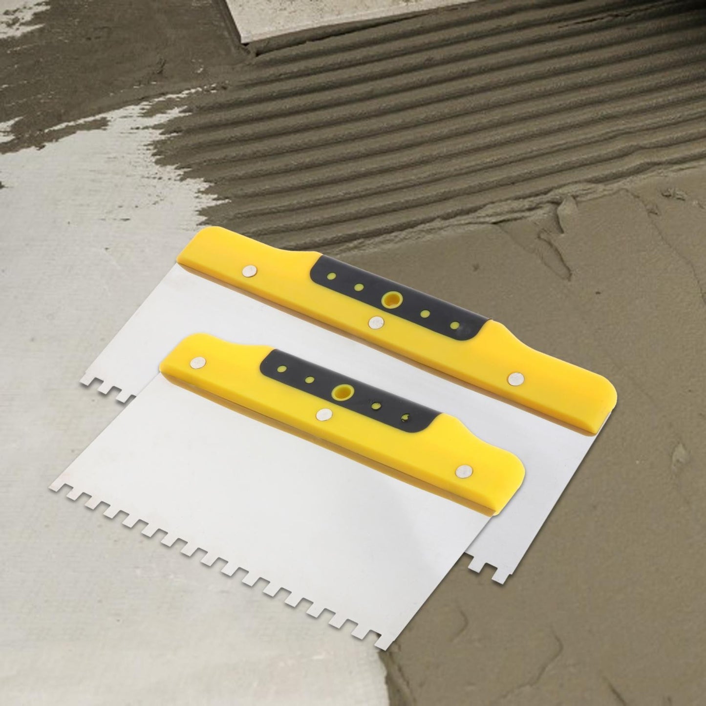 1 Espátula de Acabamento para Reboco e Argamassa, Ferramentas de Aplicação, Espátula de Aço Dentada para Massa, Espátula para Drywall e Ferramentas de Construção
