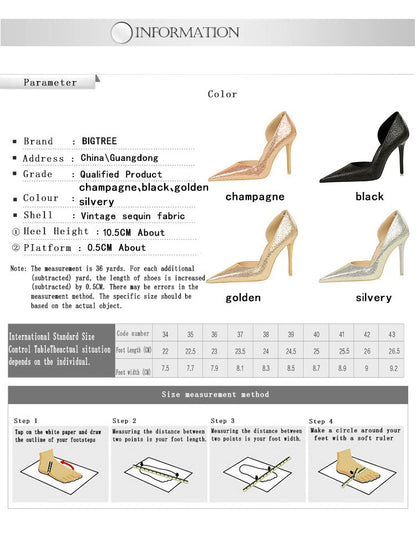 BIGTREE Shoes Sequin Cloth Women Pumps Fashion Wedding Shoes Luxury High Heels Women Shoes Stilettos Heels Sexy Party Shoes 2025