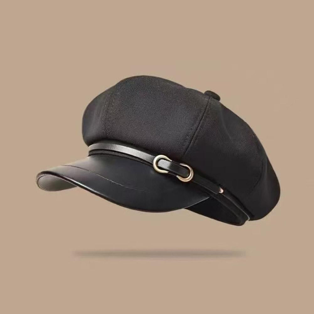 Retro British Style Beret for Women, Versatile Octagonal Newsboy Cap for Big Head Circumference Spring Autumn Hat