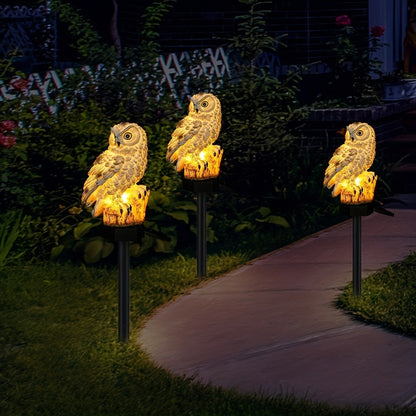 1pc Solar-Powered LED Owl Garden Stake Light - Realistic Outdoor Landscape Lighting with Automatic Switch