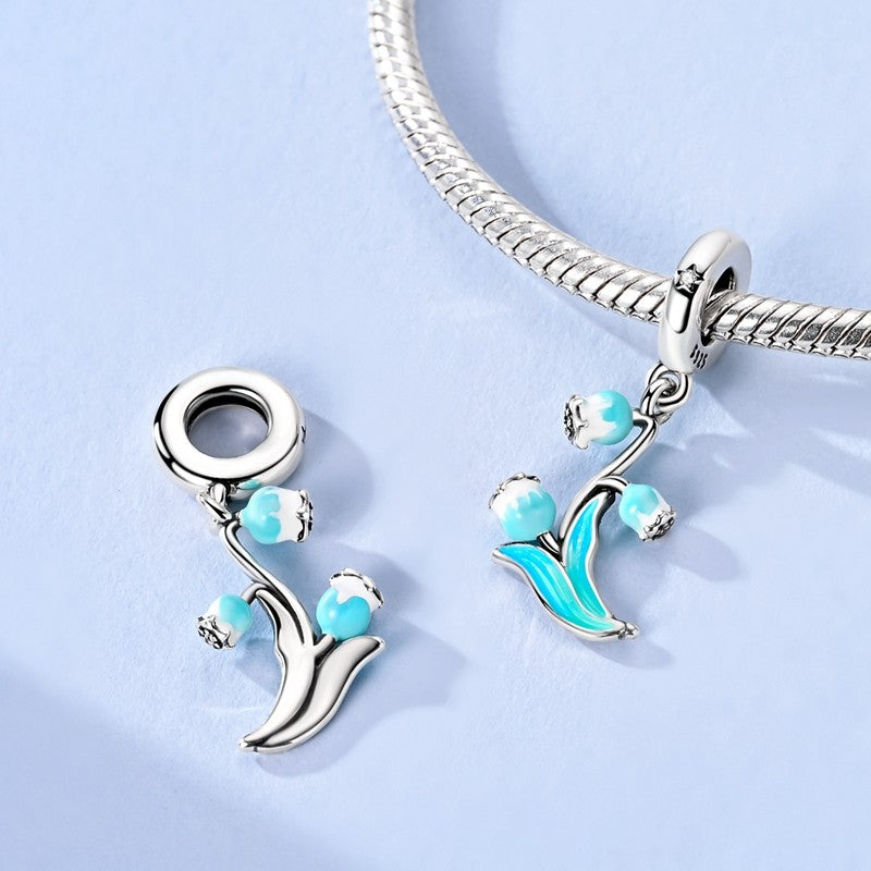 Pingente Charm Libélula Tema Primavera Prata Esterlina 925 Borboleta Flor Pendente Compatível com Bracelete Colar Joias DIY