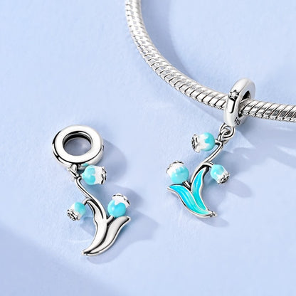 Pingente Charm Libélula Tema Primavera Prata Esterlina 925 Borboleta Flor Pendente Compatível com Bracelete Colar Joias DIY