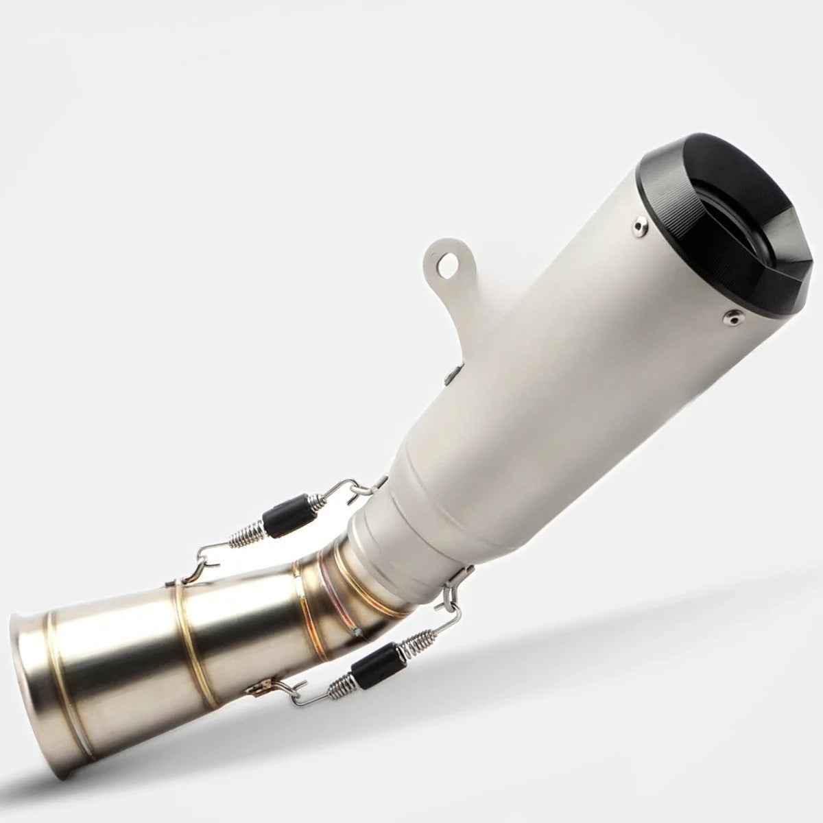RS 51mm stainless steel lower link pipe for the ZONTES 703RR exhaust system, designed to connect to the original front section.