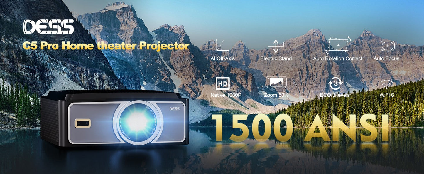 Projetor DESS 4K Foco Automático Controle de Voz Home Theater Vídeo Android Full HD Smart Projetor com Netflix e Google TV