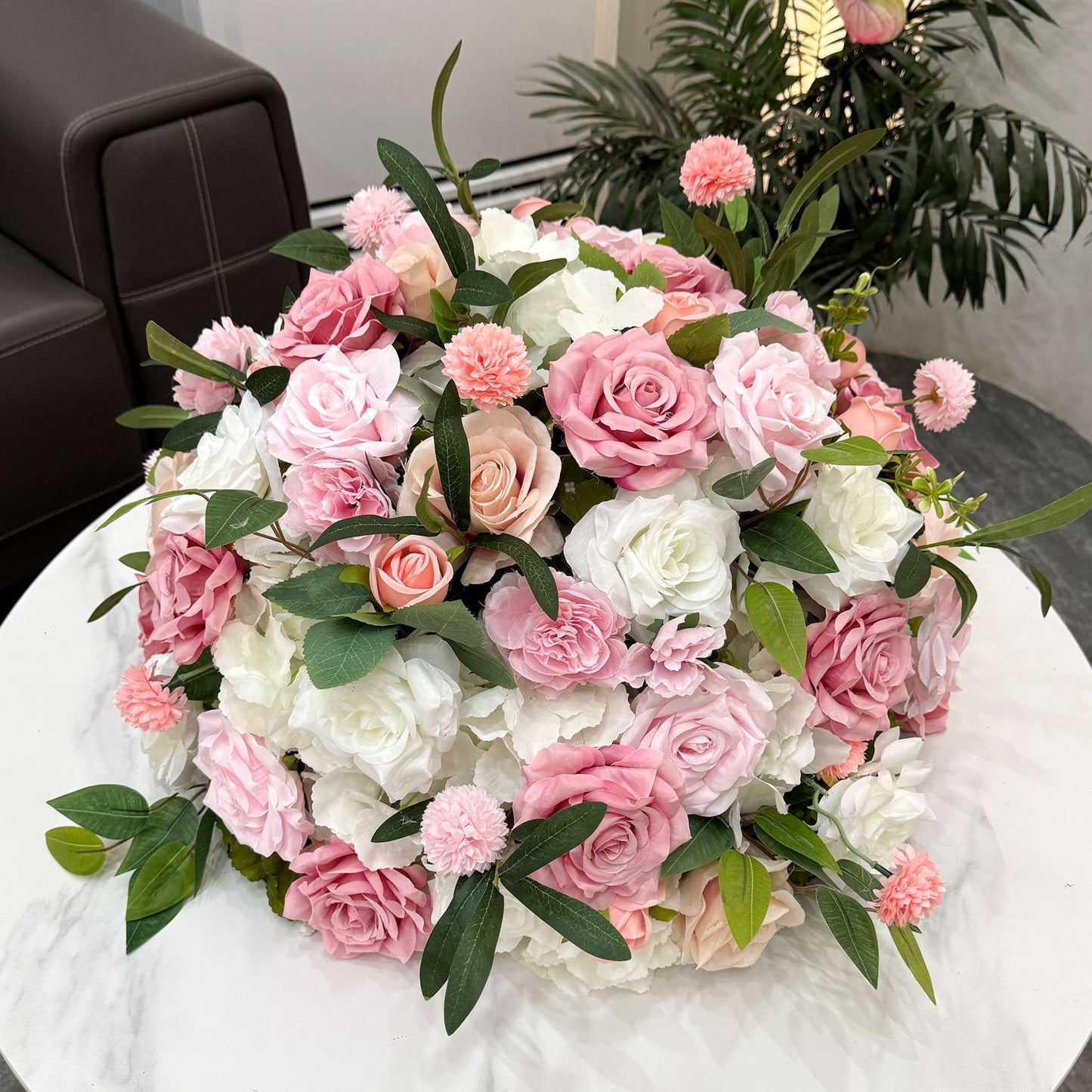 30-70cm Artificial White Rose Flower Ball, Wedding Reception Table Centerpieces, Floral Arrangement for Party Event Decor