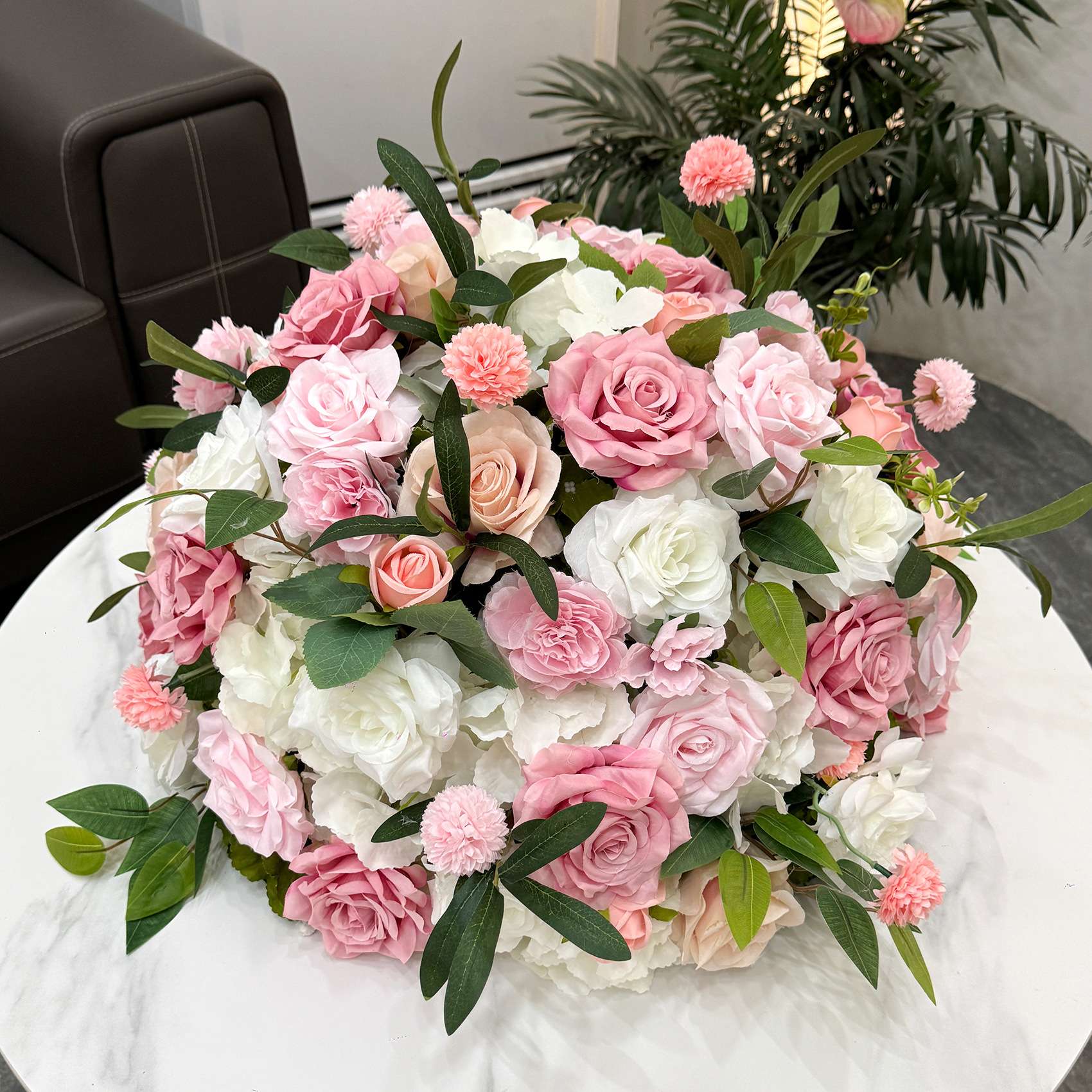 30-70cm Artificial White Rose Flower Ball, Wedding Reception Table Centerpieces, Floral Arrangement for Party Event Decor