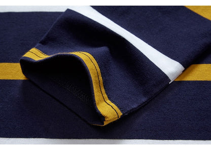 Men Business Long Sleeve Polo Shirt 2024 Spring New Fashion Stripe Embroidery Long Sleeve T-Shirt Cotton Casual Polo Shirts Men