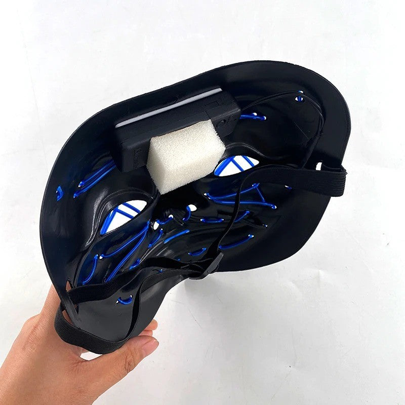 Wireless Neon LED Purge Mask Multi Glow Horror Face Cover Unisex Light Up Headgear For Halloween Masquerade Carnival Cosplay