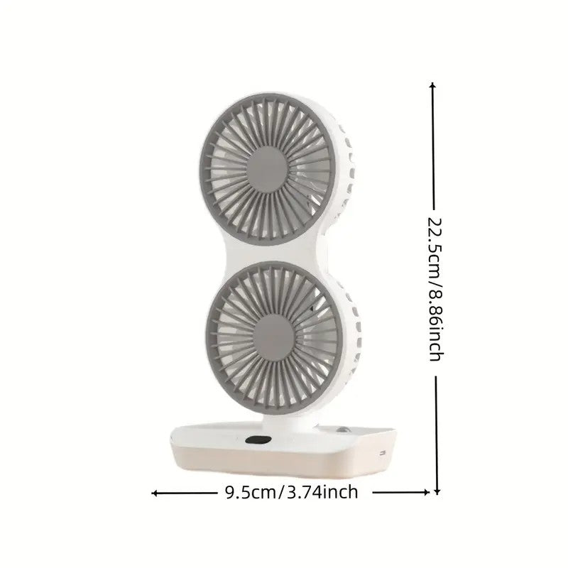 Multi Function Double Head Shaking Fan with 4 Gears Adjustable Speed HD Digital Display Night Lights Portable Cooling Fan