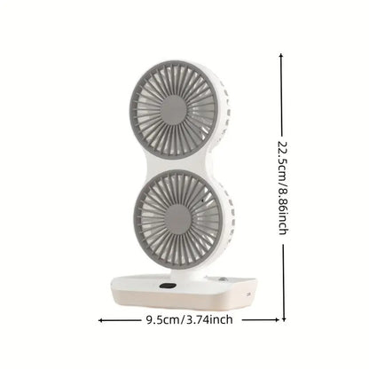 Multi Function Double Head Shaking Fan with 4 Gears Adjustable Speed HD Digital Display Night Lights Portable Cooling Fan