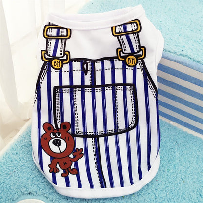 Roupas de cachorro de estimação Roupas de desenho animado Filhote de cachorro Coletes macios Camisa de verão Camiseta casual para pequenos animais de estimação