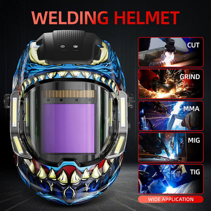 ANDELI Auto Darkening Welding Helmet Panoramic 180° View True Color 4 Arc Sensor Welding Mask for MIG MAG MMA Welder Machine