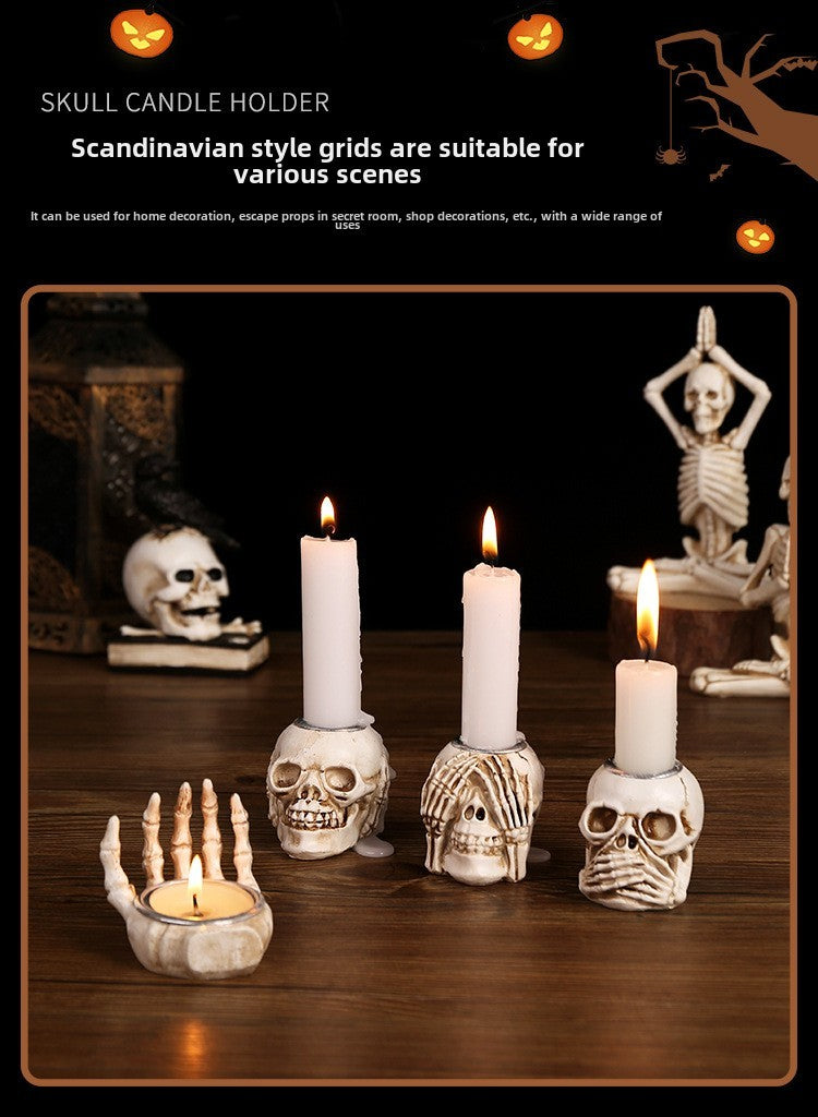 Halloween Skull Candlestick Script Kill Movie Props Skull Candlestick Ghost Festival Horror Decoration Chamber of Secrets Escape