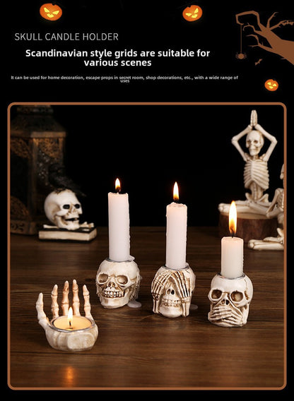 Halloween Skull Candlestick Script Kill Movie Props Skull Candlestick Ghost Festival Horror Decoration Chamber of Secrets Escape