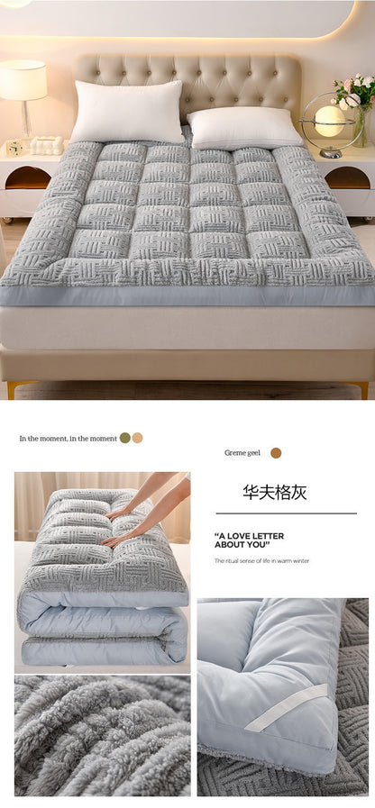 Colchão de Lã Super Macio e Fofo Acolchoado Extra Grosso e Quente para Inverno Queen Size Dobrável para Chão de Camping