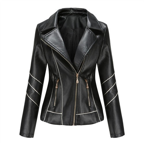 Red PU Faux Leather Jacket Women fashion Casual Biker Jackets Outwear Female Tops spring and autumn Black Leather Jacket Coat