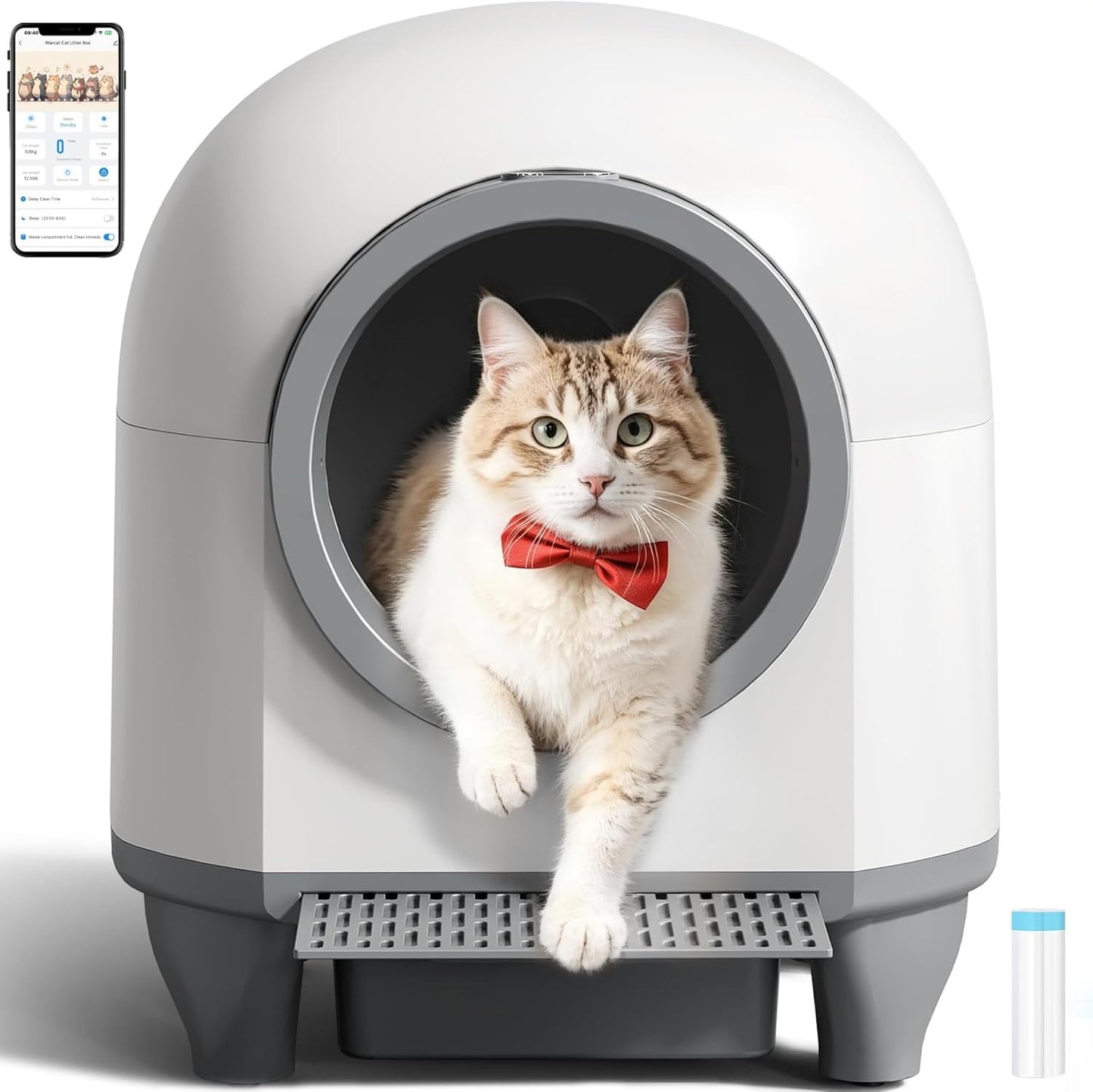 Caixa Sanitária de Limpeza Automática, Caixa Sanitária Automática de 90 L para Vários Gatos Controlada por Aplicativo com Sensores Inteligentes