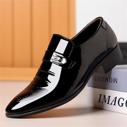 Mens Dress Shoes High Gloss Patent Slip On Loafers Formal Business Oxford Casual Driving Pointed Toe Boat Shoe For Men