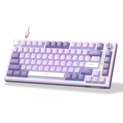 Teclado Mecânico Gamer MageGee SKY81 75%, RGB Gasket Hot Swappable com Fio Personalizado, Amortecimento de Som Cremoso com Botão