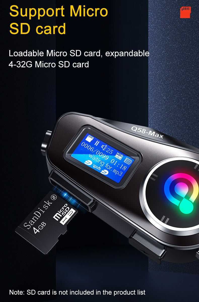 Capacete de motocicleta Q58 Max Bluetooth Intercom IP65 à prova d'água Distância de intercomunicação de 500 metros Compartilhamento de música mista em várias cenas