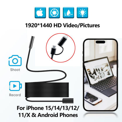 Endoscópio 5,5/8mm para Android Iphone&IOS Smartphone Tubulação Automotiva Boroscópio Ferramentas de Inspeção de Esgoto Câmera de Endoscopia