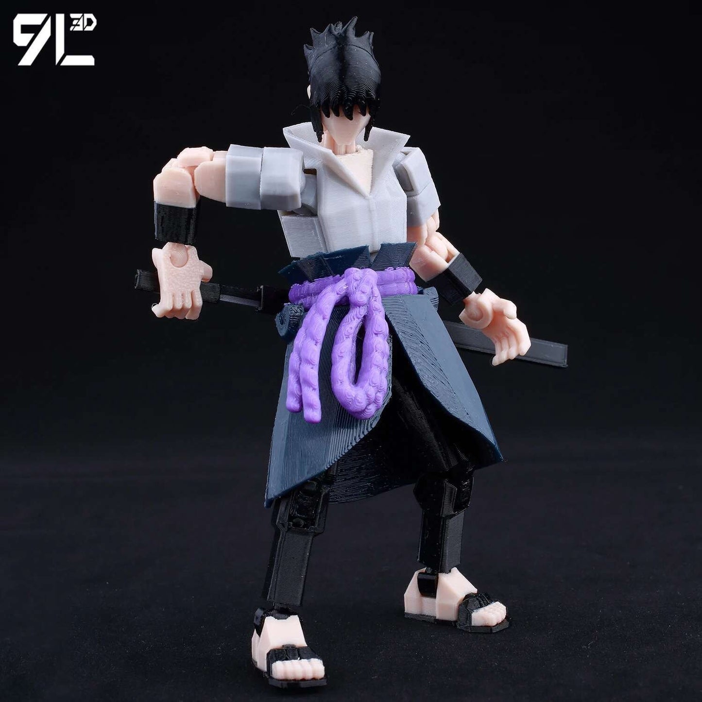 9L3D Lucky13 TITAN13 Rasengan Sasuke Uchiha 3D Figure - Susanoo & Fireball Jutsu Pose with Katana,Dummy13 T13 Anime Action Model
