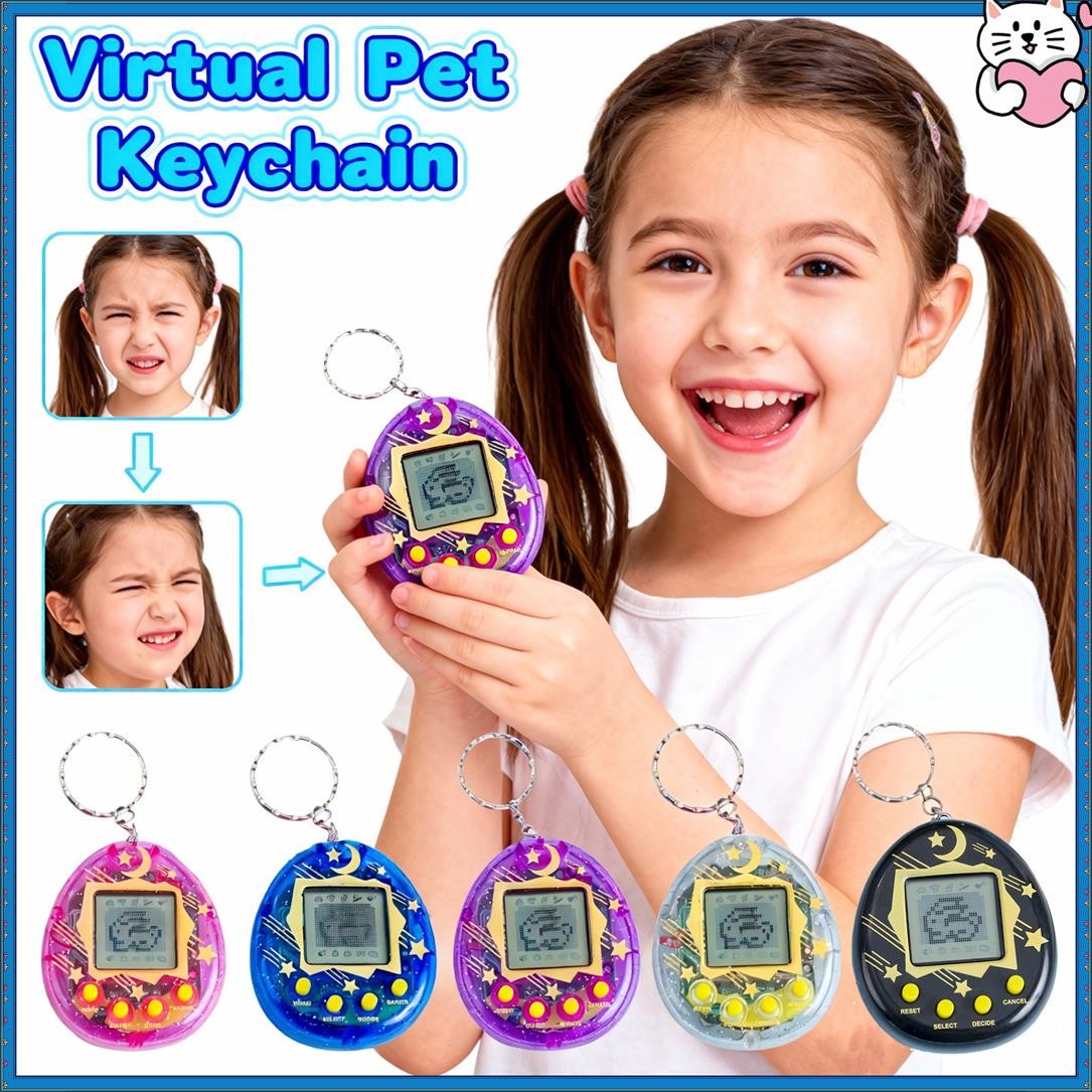 64-6PCS Virtual Pet Keychain Tamagotchi Electronic Toys for kids Video Game Party Favors Birthday Gifts School Classroom Prizes