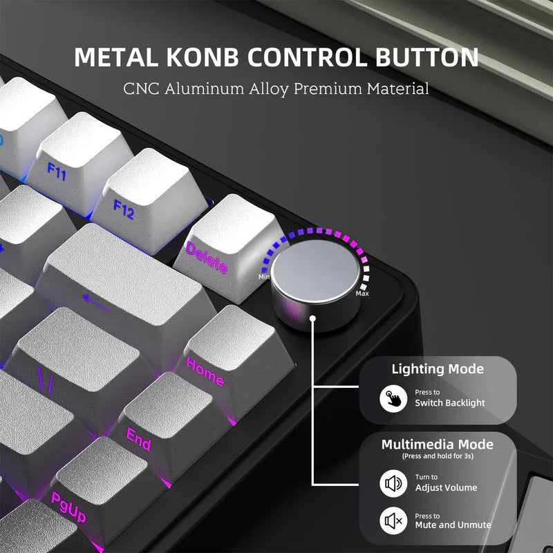 Teclado Mecânico Attack Shark X85 Bluetooth, RGB, Tri-modo 2.4G, Botões de metal, Hot-swap de todas as teclas, compatível com Win&Mac