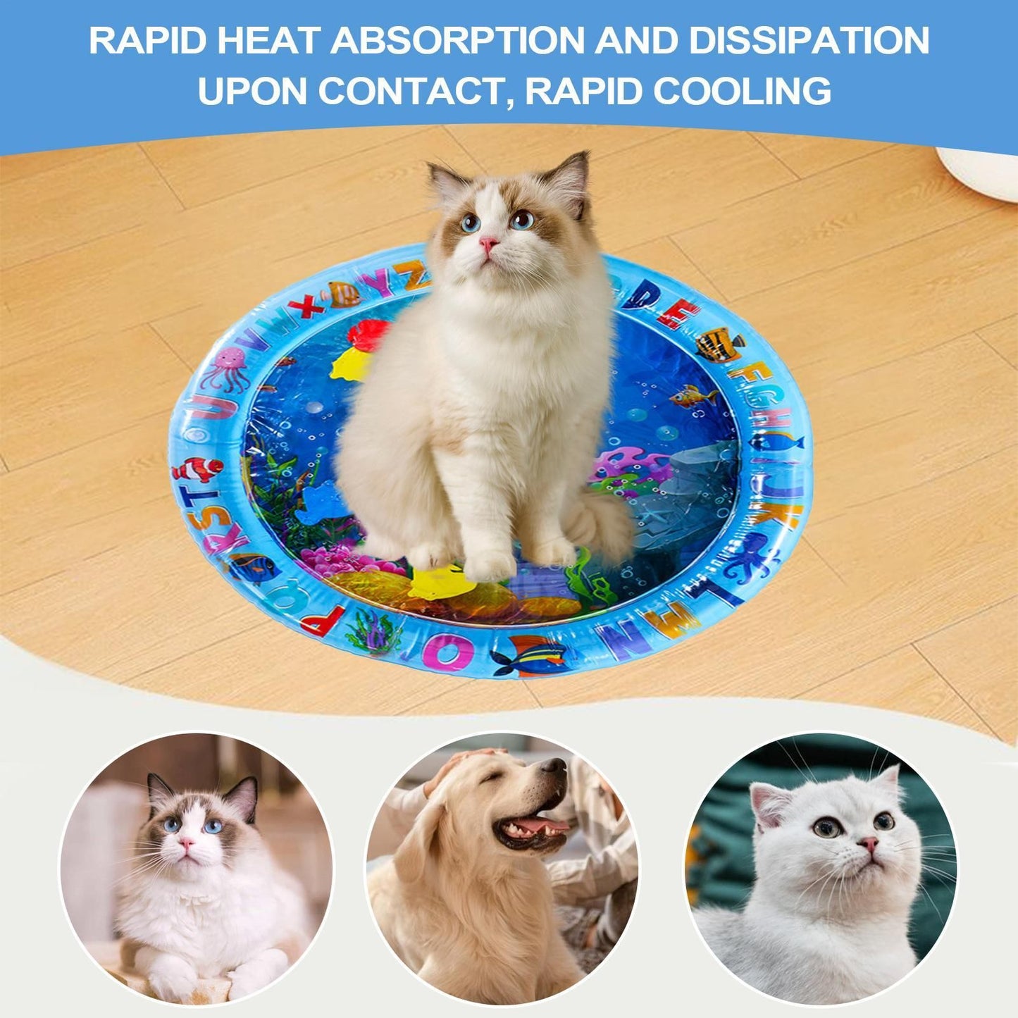 Cat Water Bed Play Mat Waterbed Cooling Mat for Dogs Pet Cooling Waterbed Exercise Enrichment Activity Toy for Home Travel