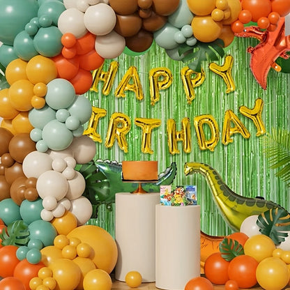 128Pcs Forest Balloon Garland Arch Kit Brown Orange Sage Green Latxe Balloons for Jungle Baby Shower Birthday Party Decor Gifts