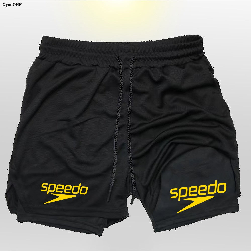 Fitness 2-in-1 training shorts, suitable for men, beach running quick-dry shorts, outdoor sports shorts, fitness basketball shor