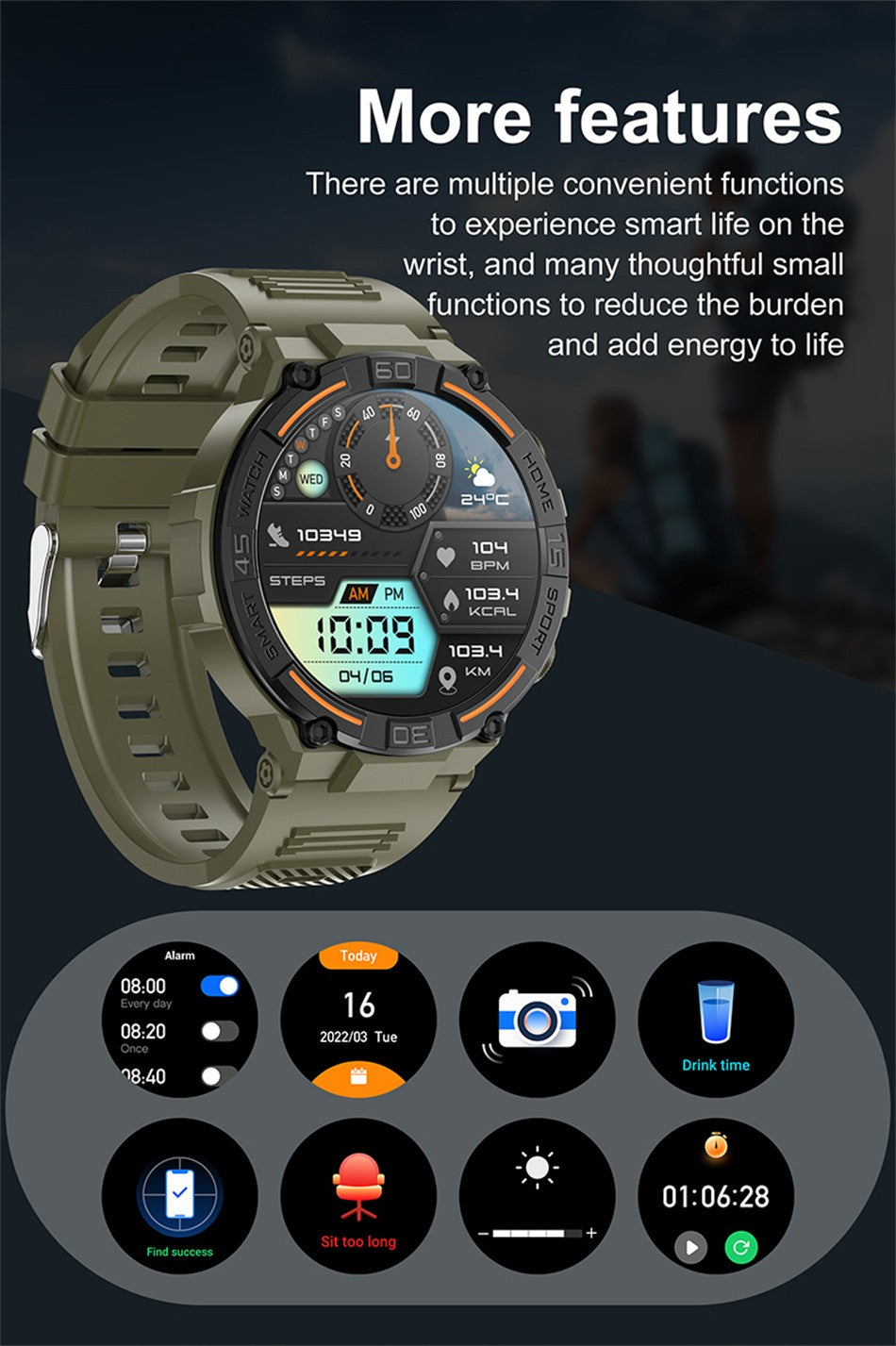 Smartwatch Militar de Outdoor 2025 Novo GPS Display Ultra HD de 1.52" Chamada Bluetooth Frequência Cardíaca IP69K À Prova D'água AI Smartwatch Masculino