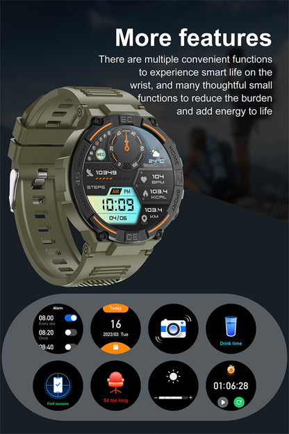 Smartwatch Militar de Outdoor 2025 Novo GPS Display Ultra HD de 1.52" Chamada Bluetooth Frequência Cardíaca IP69K À Prova D'água AI Smartwatch Masculino